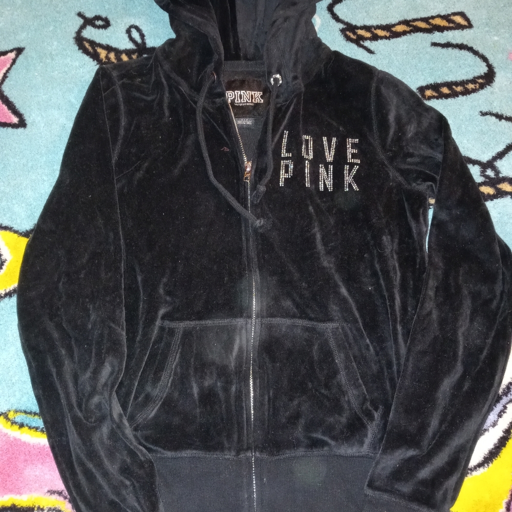 VS Pink Velvet Material Bling Jacket